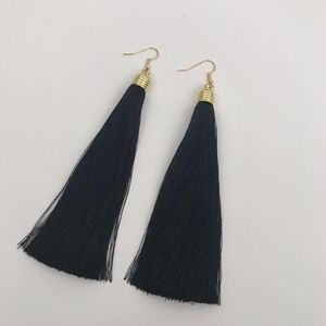 🔴 Black & Gold Long Drop Fringe Tassel Earring